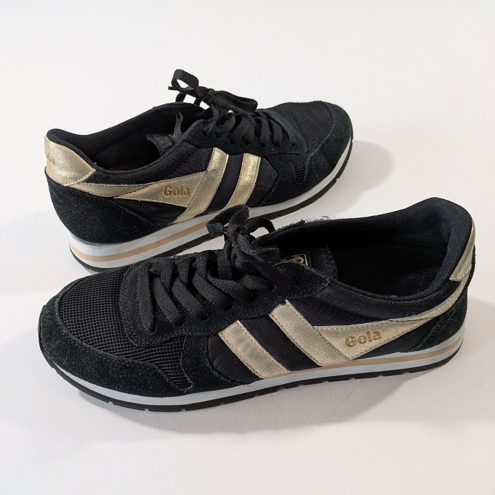 Gola Daytona Women's Black and Gold Sneakers Size 9